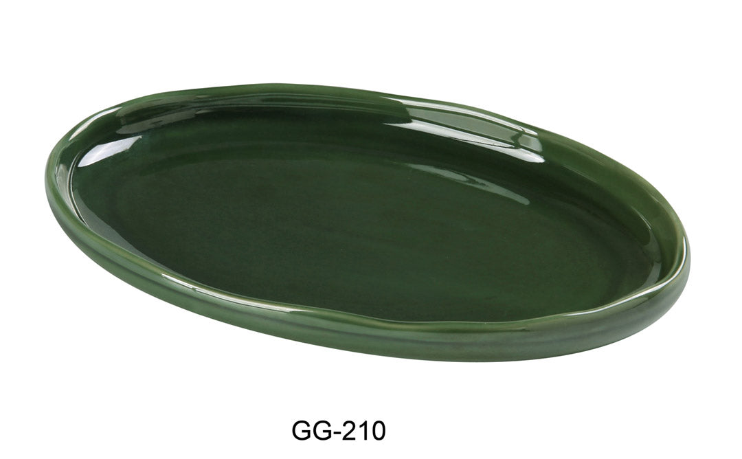 Yanco GG-210 10 1/4″ X 6 3/4″ X 1 1/4″ OVAL PLATE Ceramic Green Gem Dinner Plate, Pack of 24, Chinaware