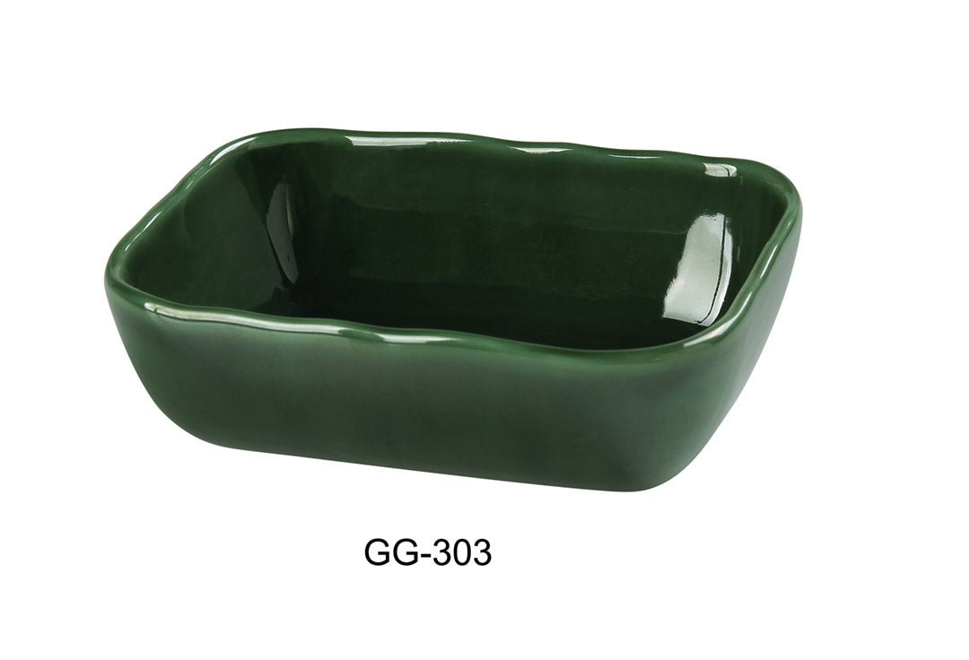 Yanco GG - 303 3 3/4"‚ X 2 1/2"‚¬œ X 1"‚¬ RECTANGULAR BOWL 2 OZ Ceramic Green Gem Salad Bowl, Pack of 36, Chinaware