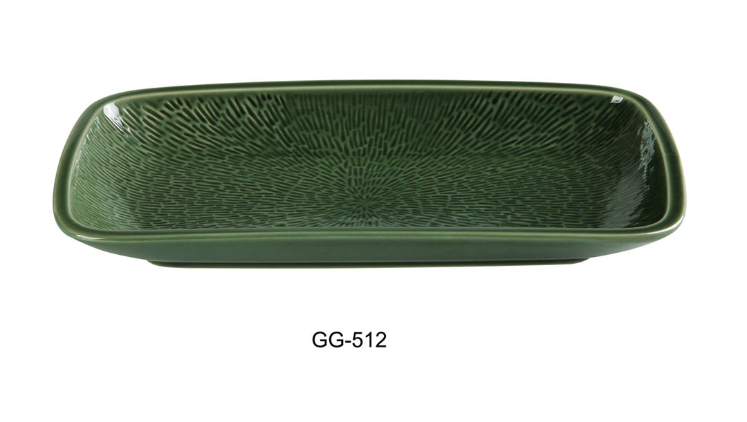 Yanco GG-512 12″ X 6 3/8″ X 1 1/4″ RECTANGULAR PLATE Ceramic Green Gem Dinner Plate, Pack of 24, Chinaware