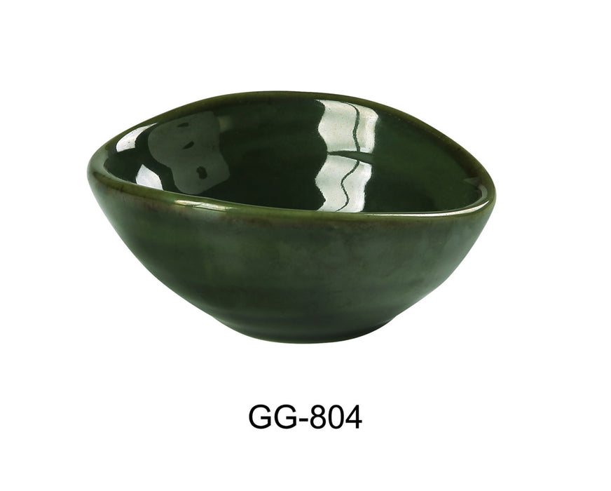 Yanco GG-804 4″ X 3 1/8″ X 1 1/2″ OLIVE SAUCE DISH 2 OZ Ceramic Green Gem Condiment Server, Pack of 36, Chinaware