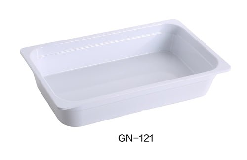 Yanco GN - 121 GN PAN 20.75"L X 12.75"W X 4"H PAN, 8 Liter, White, Melamine, Pack of 3
