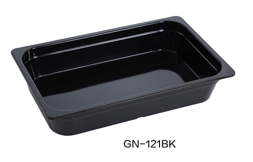 Yanco GN-121BK GN PAN 20.75" L X 12.75" W X 4" H PAN, 8 Liter, Black, Melamine, Pack of 3