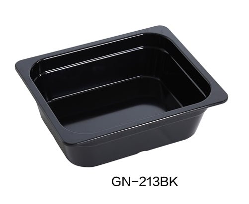 Yanco GN - 213BK GN PAN 12.75" L X 10.5" W X 4" H PAN, 3.6 Liter, Black, Melamine, Pack of 6