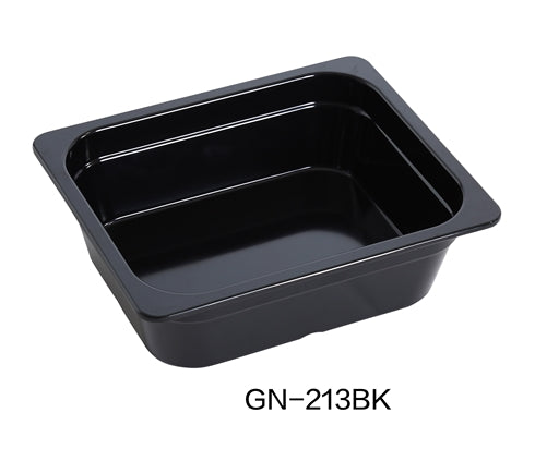 Yanco GN-213BK GN PAN 12.75" L X 10.5" W X 4" H PAN, 3.6 Liter, Black, Melamine, Pack of 6