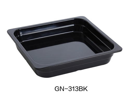 Yanco GN-313BK GN PAN 14" L X 12.75" W X 2.5" H PAN, 4.4 Liter, Black, Melamine, Pack of 6