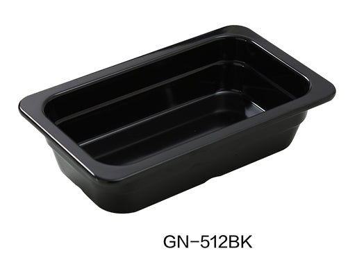 Yanco GN - 512BK GN PAN 12.75" X 7" X 2.5" PAN, 2 Liter, Black, Melamine, Pack of 6