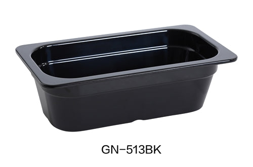 Yanco GN-513BK GN PAN 12.75" X 7" X 4" PAN, 2.3 Liter, Black, Melamine, Pack of 6