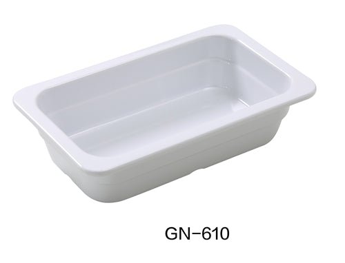 Yanco GN - 610 GN PAN 10.375" X 6.375" X 2.5" PAN, 1.4 Liter, White, Melamine, Pack of 6