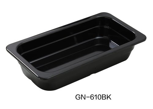 Yanco GN - 610BK GN PAN 10.375" X 6.375" X 2.5" PAN, 1.4 Liter, Black, Melamine, Pack of 6