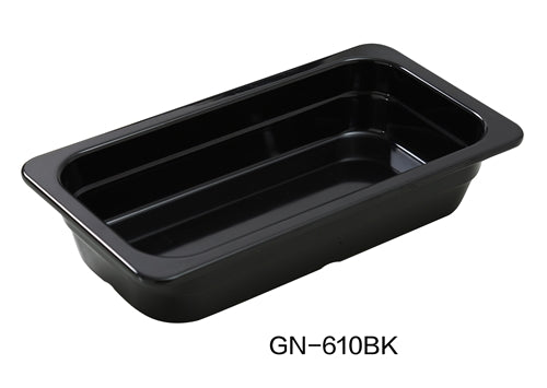Yanco GN-610BK GN PAN 10.375" X 6.375" X 2.5" PAN, 1.4 Liter, Black, Melamine, Pack of 6