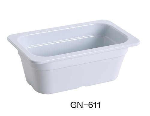 Yanco GN - 611 GN PAN 10.375" X 6.375" X 4" PAN, 1.5 Liter, White, Melamine, Pack of 6