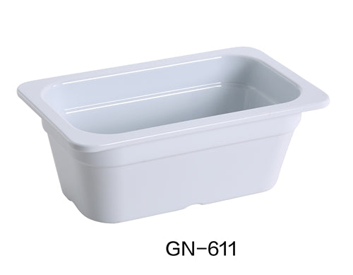 Yanco GN-611 GN PAN 10.375" X 6.375" X 4" PAN, 1.5 Liter, White, Melamine, Pack of 6