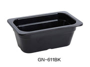 Yanco GN - 611BK GN PAN 10.375" X 6.375" X 4" PAN, 1.5 Liter, Black, Melamine, Pack of 6