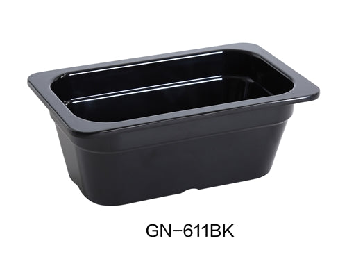 Yanco GN-611BK GN PAN 10.375" X 6.375" X 4" PAN, 1.5 Liter, Black, Melamine, Pack of 6