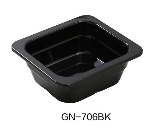 Yanco GN - 706BK GN PAN 7" x 6.375" x 2.5" PAN, 26 OZ, Black, Melamine, Pack of 6
