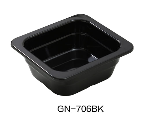 Yanco GN-706BK GN PAN 7" x 6.375" x 2.5" PAN, 26 OZ, Black, Melamine, Pack of 6
