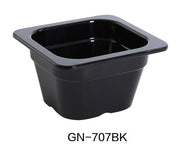 Yanco GN - 707BK GN PAN 7" x 6.375" x 4" PAN, 1 Liter, Black, Melamine, Pack of 6