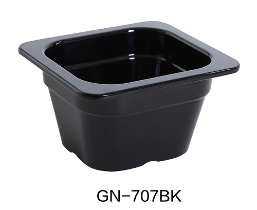 Yanco GN-707BK GN PAN 7" x 6.375" x 4" PAN, 1 Liter, Black, Melamine, Pack of 6