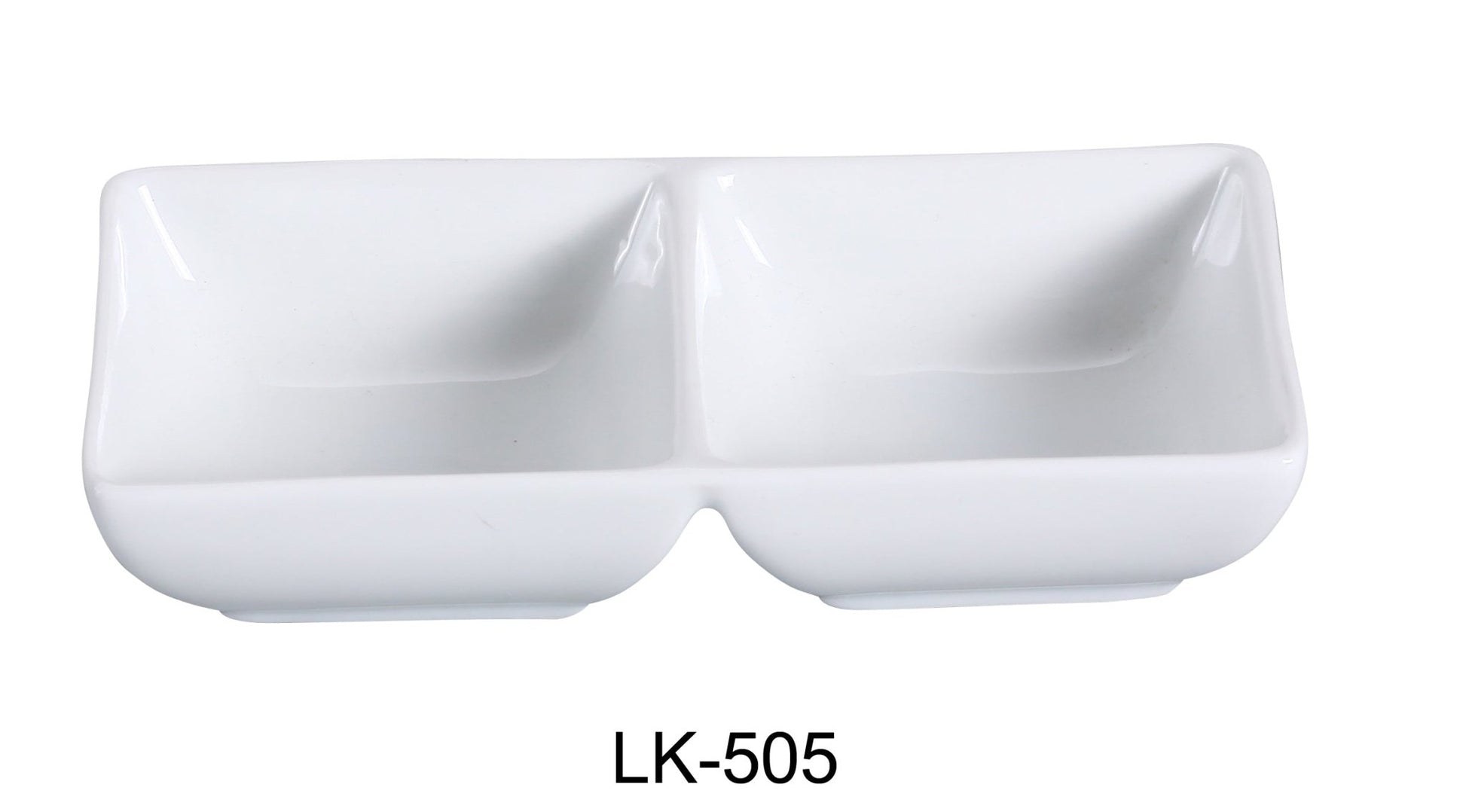 Yanco LK - 505 Lion King Double Dish, 2 oz/Well, 5.5"‚ Length x 2.75"‚ Width, China, Bone White, Pack of 36
