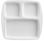 Melamine 3 Divided 10 inch Rectangle Plate White, Pack of 12