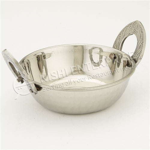 Hammered Stainless Steel Kadai type serving Bowl - 6 Oz.