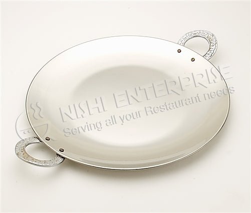 Tawa - Indian Style Engraved Platter - Hand Hammered Stainless Steel - 10 Inch
