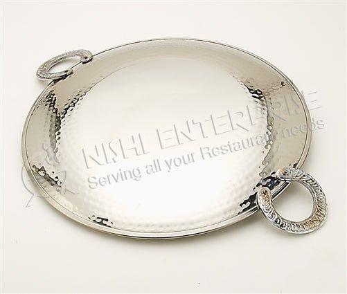 Tawa - Indian Style Engraved Platter - Hand Hammered Stainless Steel - 10 Inch