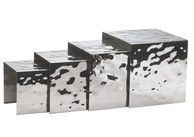 Winco HRS-4 18/8 Stainless Steel 4-Piece Set Nesting Display Risers