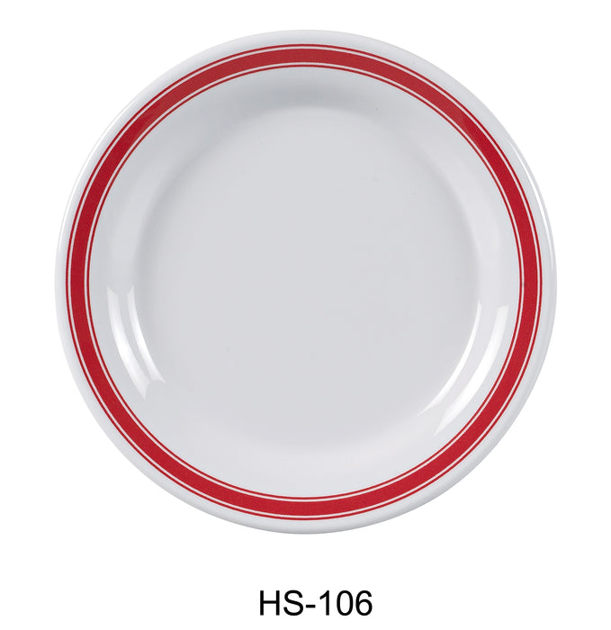 Yanco HS-106 Houston Round Plate, 6.5" Diameter, Melamine, Pack of 48
