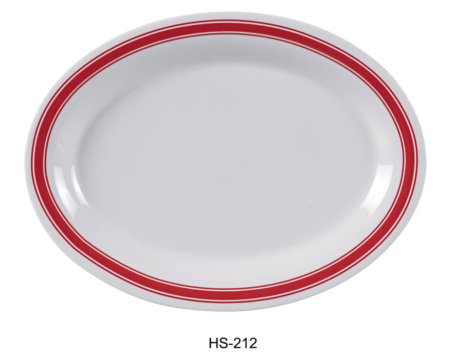 Yanco HS-212 Houston Oval Platter, 12" Length, 9" Width, Melamine, Pack of 12