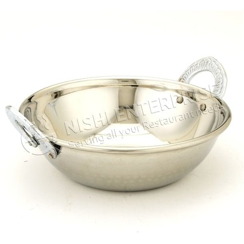 Kadai Serving Bowl - Hammered Stainless Steel - 30 Oz.