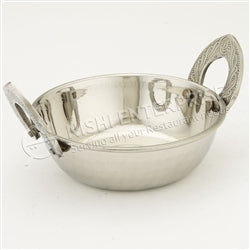 Kadai - Serve ware - Indian Style Serving Bowl - Hand Hammered Stainless Steel - 30  Oz.
