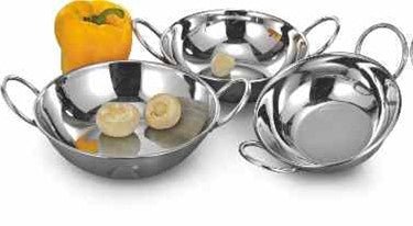 Indian Style Serving Bowl With Wire Handle Hammered Stainless Steel - 16 Oz.