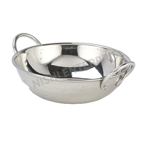 Indian Style Serving Bowl With Wire Handle Hammered Stainless Steel