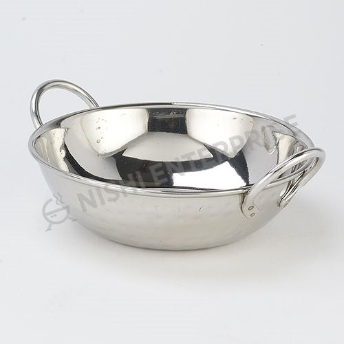 Indian Style Serving Bowl With Wire Handle Hammered Stainless Steel - 22 oz