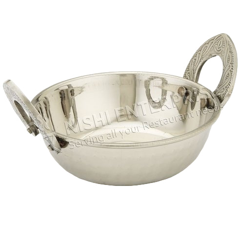 Kadai Bowl - Hand Hammered Stainless Steel - with handles