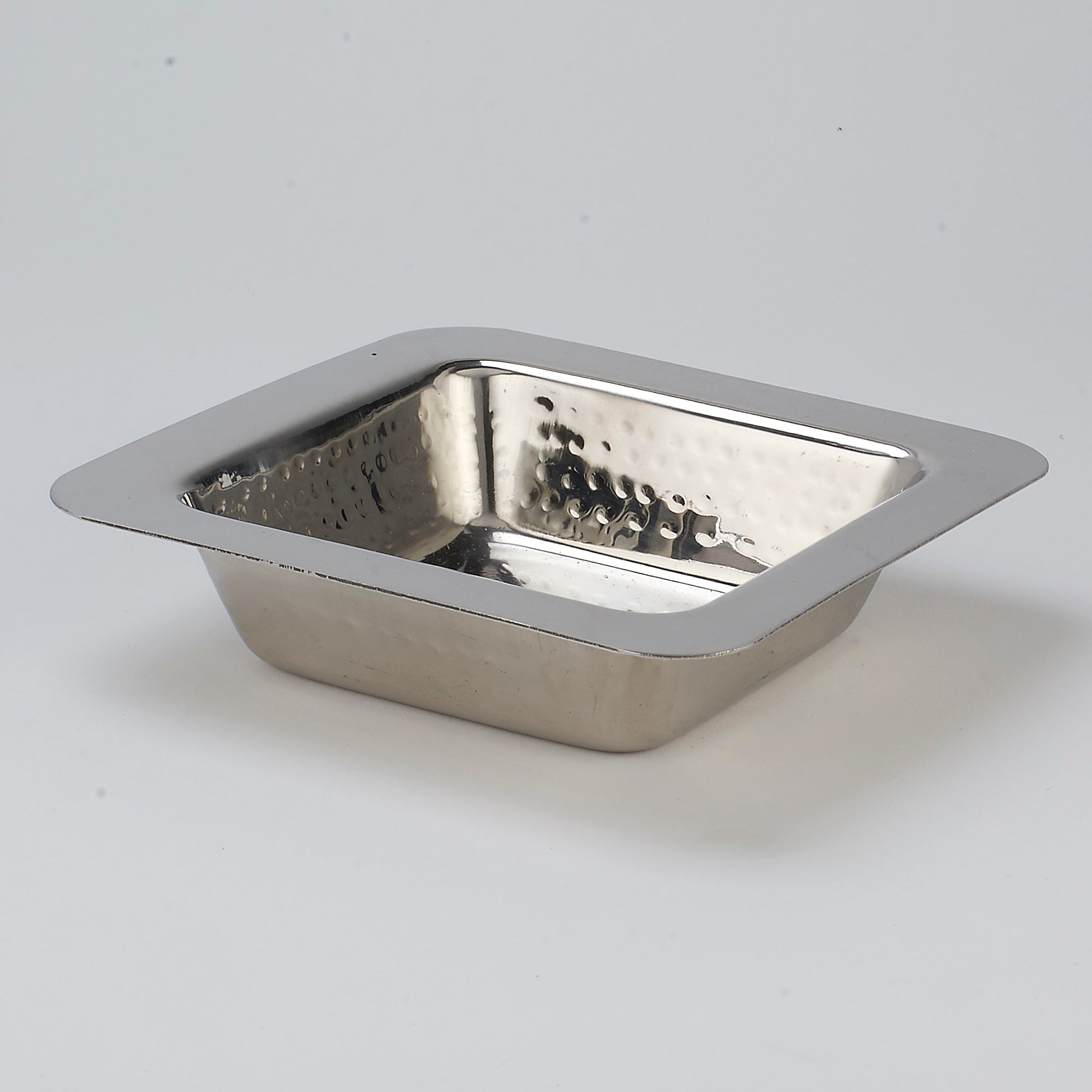 Square Dish - serving bowl - Hand Hammered Stainless Steel - 12 Oz.