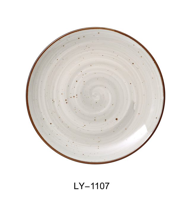 Yanco LY-1107 Lyon 7 1/4" x 3/4" Coupe Plate, Reactive Glaze, China, Beige, Pack of 36