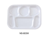 Yanco NS - 803W Nessico 6 - Compartment Plate, 13"‚ Length, 9.5"‚ Width, Melamine, White Color, Pack of 12