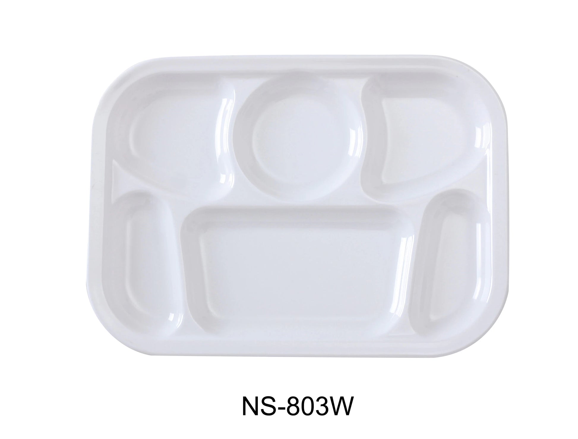 Yanco NS - 803W Nessico 6 - Compartment Plate, 13"‚ Length, 9.5"‚ Width, Melamine, White Color, Pack of 12
