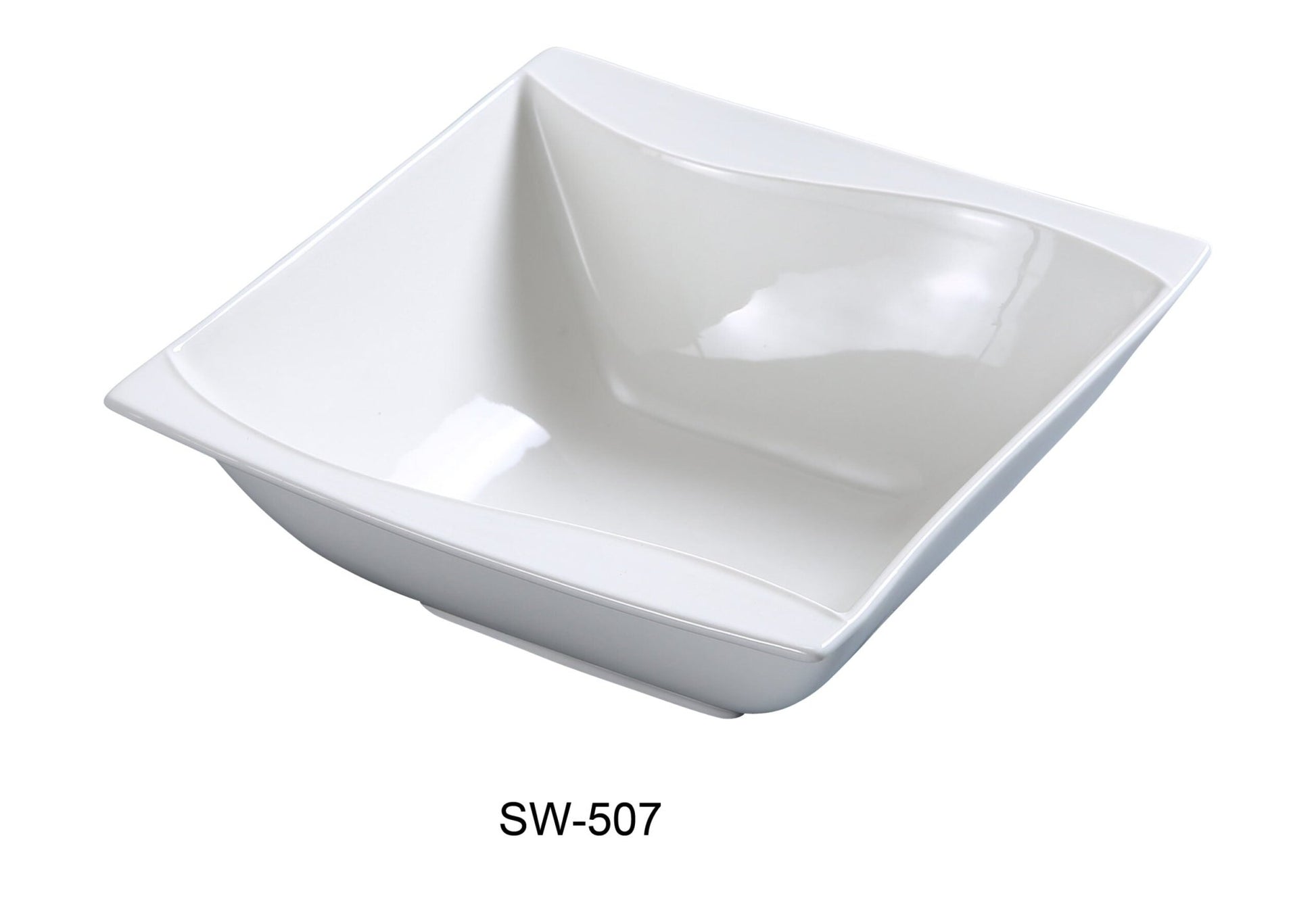 Yanco SW - 507 Sea Wave 6.75"‚ Salad Bowl, Square, 20 - oz, China, Bone White, Pack of 36