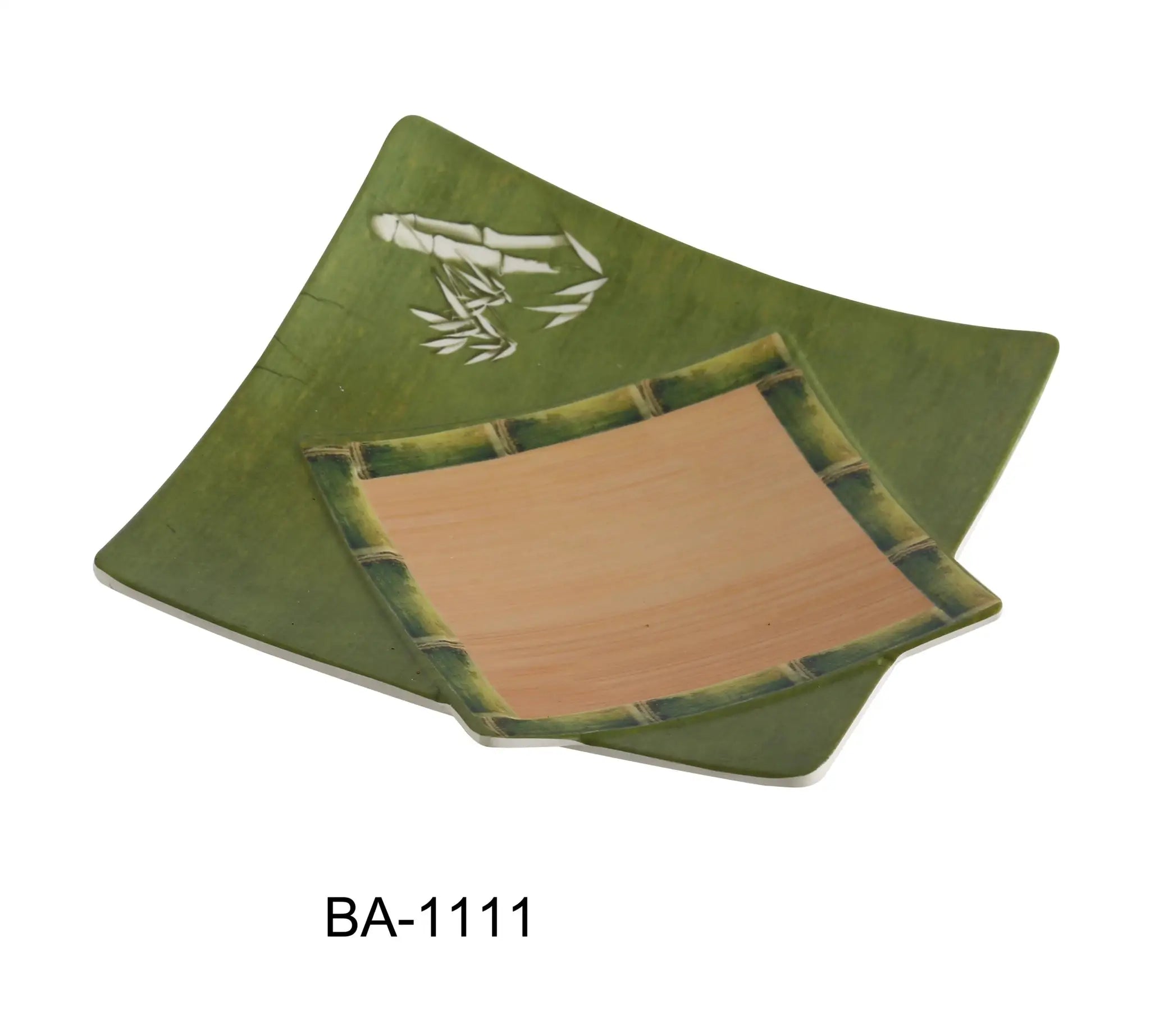 Yanco BA - 1111 Bamboo Style Collection, 11"‚ SQUARE PLATE, 11"‚ Length, 11"‚ Width, 2.25"‚ Height, Melamine, Pack of 12