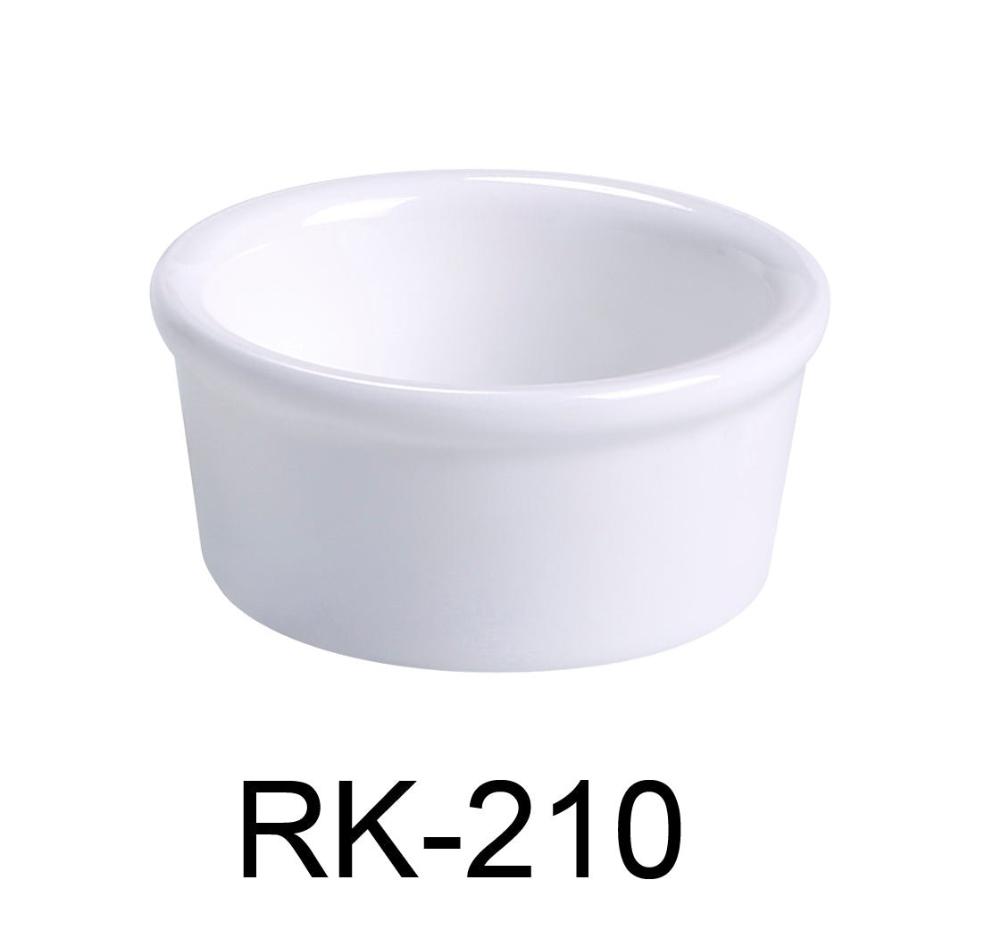 Yanco RK - 210 Ramekin, Smooth, 10 oz Capacity, 4.5"‚ Diameter, 2"‚ Height, China, Super White Color, Pack of 24