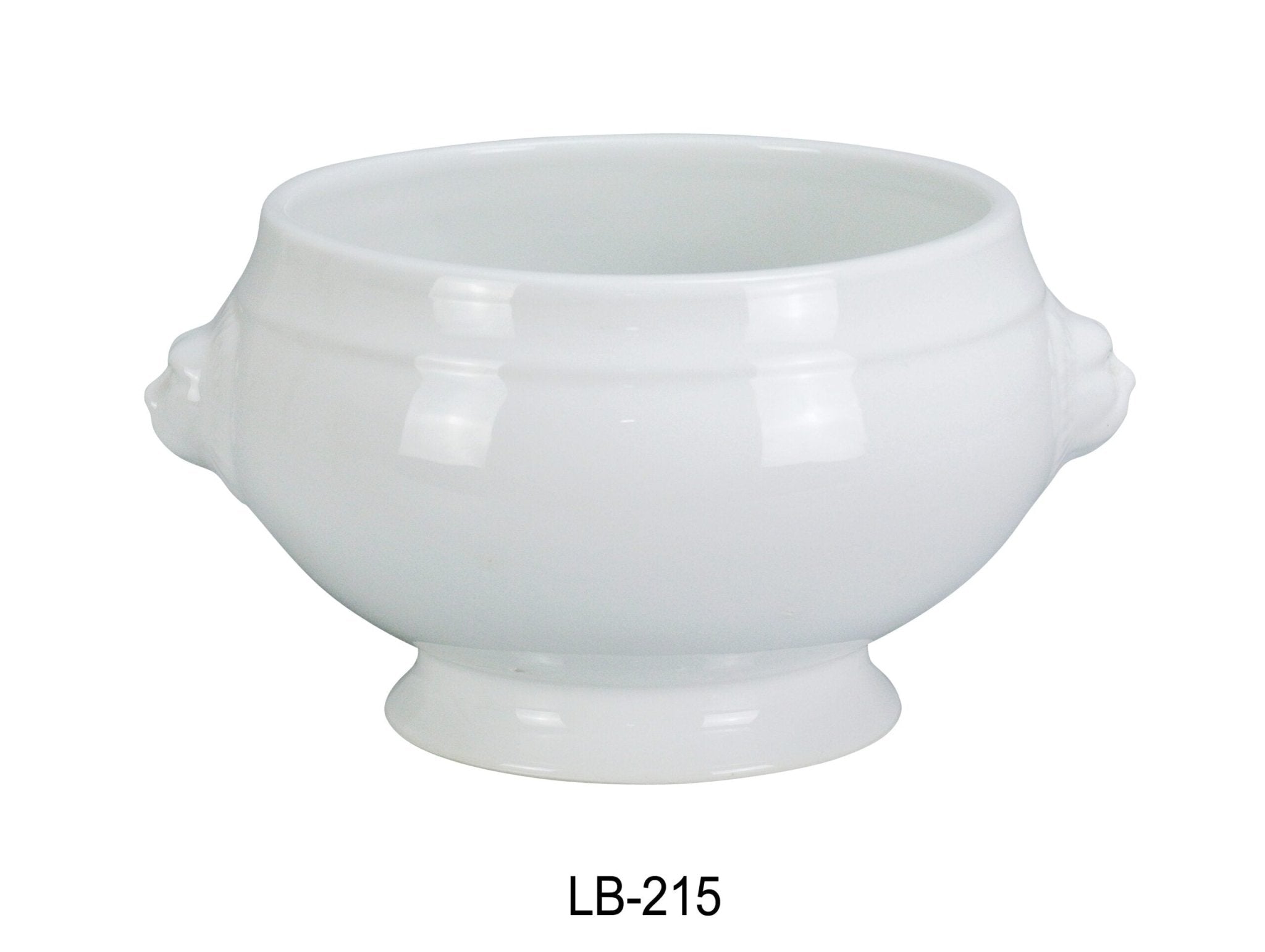 Yanco LB - 215 Lion Bouillon Bowl, 15 oz Capacity, 5.25"‚ Diameter, 3.25"‚ Height, China, Super White Color, Pack of 24