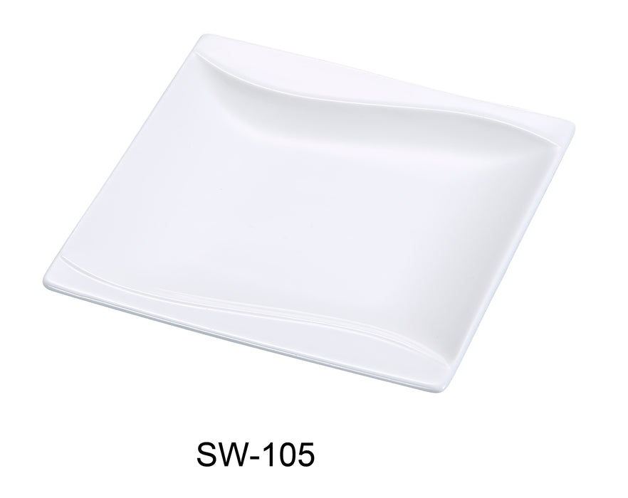 Yanco SW-105 Sea Wave 4.5″ Square Plate, China, Bone White, Pack of 48