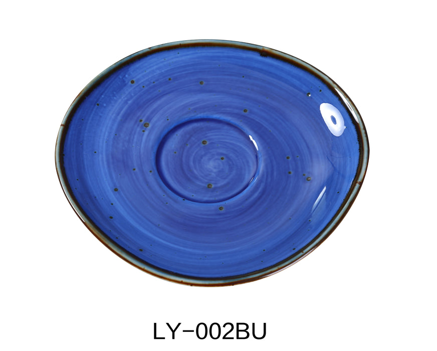 Yanco LY-002BU Lyon 6 1/2" x 3/4" Saucer, Blue, Reactive Glaze, China, Pack of 36