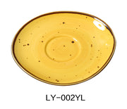Yanco LY - 002YL Lyon 6 1/2" x 3/4" Saucer, Yellow, Reactive Glaze, China, Pack of 36