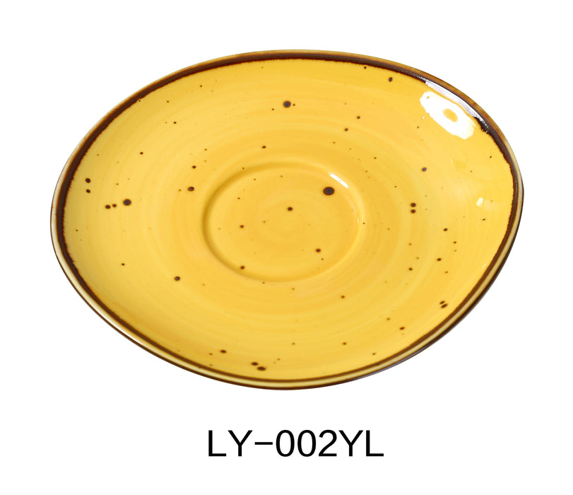Yanco LY-002YL Lyon 6 1/2" x 3/4" Saucer, Yellow, Reactive Glaze, China, Pack of 36