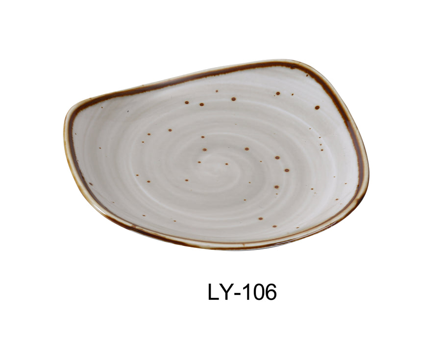 Yanco LY-106 Lyon 5 3/4" x 3/4" Plate, Reactive Glaze, China, Beige, Pack of 36