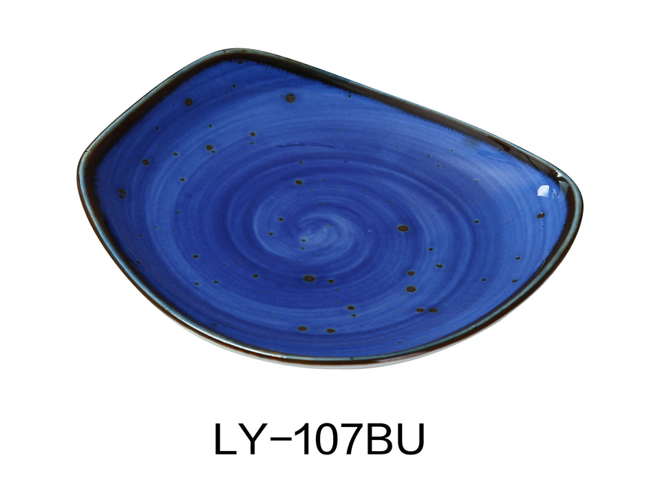 Yanco LY-107BU Lyon 7 1/4" x 1 1/8" Plate, Blue, Reactive Glaze, China, Pack of 36